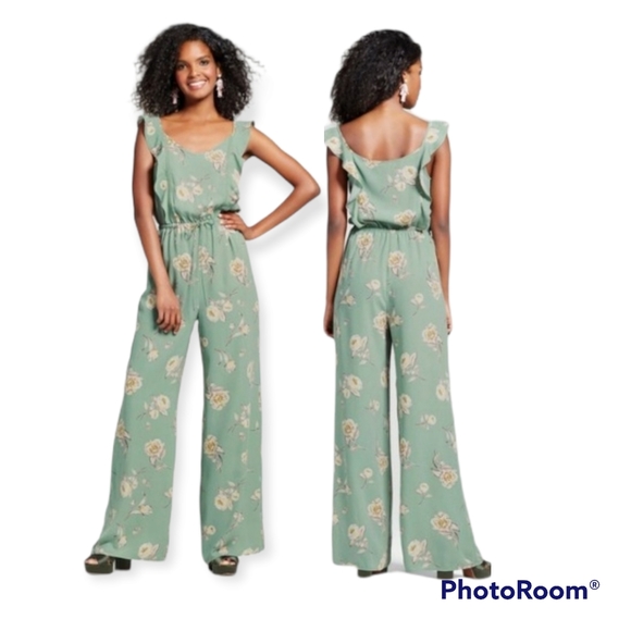 Xhilaration Pants - Xhilaration sage sleeveless ruffle jumpsuit xs